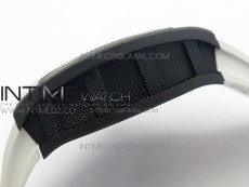 RM055 Carbon Case KVF Best Edition Carbon Bezel Skeleton Dial Black Crown on White Rubber Strap MIYOTA8215