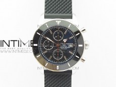 Super Ocean Heritage Brown Ceramic Bezel SS Black Dial on Black Rubber Strap A7750