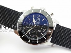 Super Ocean Heritage Brown Ceramic Bezel SS Black Dial on Black Rubber Strap A7750
