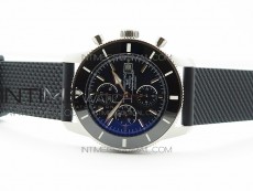 Super Ocean Heritage Brown Ceramic Bezel SS Black Dial on Black Rubber Strap A7750