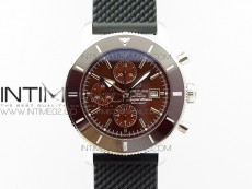 Super Ocean Heritage Brown Ceramic Bezel SS Brown Dial on Black Rubber Strap A7750