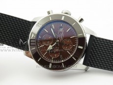 Super Ocean Heritage Brown Ceramic Bezel SS Brown Dial on Black Rubber Strap A7750
