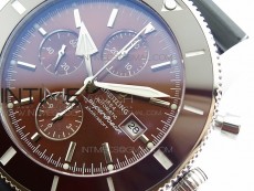 Super Ocean Heritage Brown Ceramic Bezel SS Brown Dial on Black Rubber Strap A7750