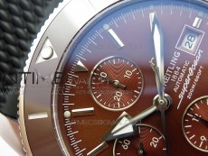 Super Ocean Heritage Brown Ceramic Bezel SS Brown Dial on Black Rubber Strap A7750