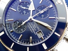 Super Ocean Heritage Blue Ceramic Bezel SS Blue Dial on Black Rubber Strap A7750