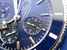 Super Ocean Heritage Blue Ceramic Bezel SS Blue Dial on Black Rubber Strap A7750
