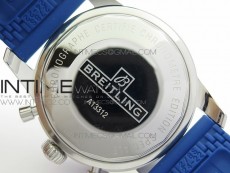 Super Ocean Heritage Blue Ceramic Bezel SS Blue Dial on Black Rubber Strap A7750