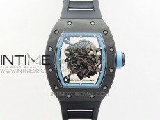 RM055 Carbon Case KVF Best Edition Carbon Bezel Skeleton Dial Blue Crown on black Rubber Strap MIYOTA8215