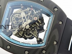 RM055 Carbon Case KVF Best Edition Carbon Bezel Skeleton Dial Blue Crown on black Rubber Strap MIYOTA8215