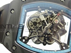 RM055 Carbon Case KVF Best Edition Carbon Bezel Skeleton Dial Blue Crown on black Rubber Strap MIYOTA8215
