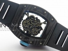 RM055 Carbon Case KVF Best Edition Carbon Bezel Skeleton Dial Blue Crown on black Rubber Strap MIYOTA8215