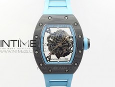 RM055 Carbon Case KVF Best Edition Carbon Bezel Skeleton Dial Blue Crown on blue Rubber Strap MIYOTA8215