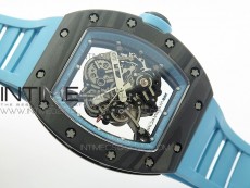 RM055 Carbon Case KVF Best Edition Carbon Bezel Skeleton Dial Blue Crown on blue Rubber Strap MIYOTA8215