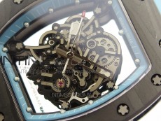 RM055 Carbon Case KVF Best Edition Carbon Bezel Skeleton Dial Blue Crown on blue Rubber Strap MIYOTA8215