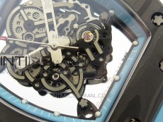 RM055 Carbon Case KVF Best Edition Carbon Bezel Skeleton Dial Blue Crown on blue Rubber Strap MIYOTA8215