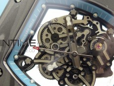 RM055 Carbon Case KVF Best Edition Carbon Bezel Skeleton Dial Blue Crown on blue Rubber Strap MIYOTA8215