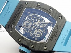 RM055 Carbon Case KVF Best Edition Carbon Bezel Skeleton Dial Blue Crown on blue Rubber Strap MIYOTA8215