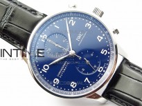 Portugieser Chronograph Edition 150 Years IW371601 ZF 1:1 Best Edition Blue Dial on Black Leather Strap A7750 (Slim Movement)