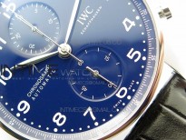 Portugieser Chronograph Edition 150 Years IW371601 ZF 1:1 Best Edition Blue Dial on Black Leather Strap A7750 (Slim Movement)