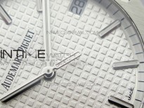 Royal Oak 41mm 15500 SS ZF 1:1 Best Edition White Textured Dial on SS Bracelet A4302 (Free Box)