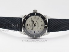 SuperOcean 42mm AB2010 SS 1:1 Best Edition White Dial Black Ceramic Bezel on Black Rubber strap ETA2824
