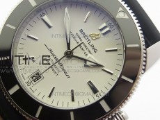 SuperOcean 42mm AB2010 SS 1:1 Best Edition White Dial Black Ceramic Bezel on Black Rubber strap ETA2824