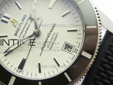 SuperOcean 42mm AB2010 SS 1:1 Best Edition White Dial Black Ceramic Bezel on Black Rubber strap ETA2824