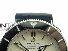 SuperOcean 42mm AB2010 SS 1:1 Best Edition White Dial Black Ceramic Bezel on Black Rubber strap ETA2824