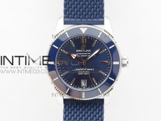 SuperOcean 42mm AB2010 SS 1:1 Best Edition Blue Dial Blue Ceramic Bezel on Blue Rubber strap ETA2824