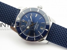 SuperOcean 42mm AB2010 SS 1:1 Best Edition Blue Dial Blue Ceramic Bezel on Blue Rubber strap ETA2824