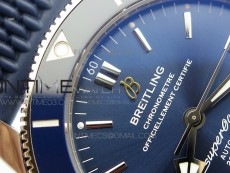 SuperOcean 42mm AB2010 SS 1:1 Best Edition Blue Dial Blue Ceramic Bezel on Blue Rubber strap ETA2824