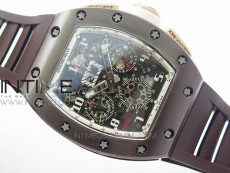 RM011 RG Case Chronograph KVF 1:1 Best Edition Black Ceramic Bezel Skeleton Dial on Black Rubber Strap A7750