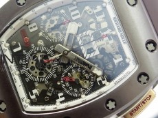 RM011 RG Case Chronograph KVF 1:1 Best Edition Black Ceramic Bezel Skeleton Dial on Black Rubber Strap A7750