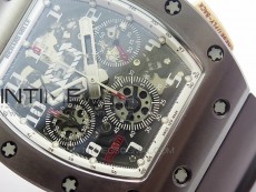 RM011 RG Case Chronograph KVF 1:1 Best Edition Black Ceramic Bezel Skeleton Dial on Black Rubber Strap A7750