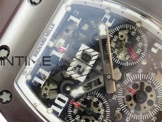 RM011 RG Case Chronograph KVF 1:1 Best Edition Black Ceramic Bezel Skeleton Dial on Black Rubber Strap A7750