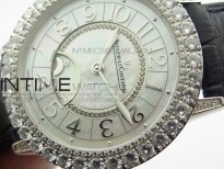 Rendez-Vous Night & Day SS Diamonds Bezel ZF 1:1 Best Edition White MOP Dial on Black Leather Strap A898