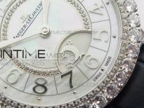 Rendez-Vous Night & Day SS Diamonds Bezel ZF 1:1 Best Edition White MOP Dial on Black Leather Strap A898