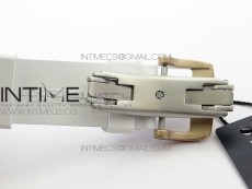 RM011 RG Case Chronograph KVF 1:1 Best Edition Black Ceramic Bezel Skeleton Dial on White Rubber Strap A7750