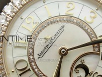 Rendez-Vous Night & Day RG Diamonds Bezel ZF 1:1 Best Edition White MOP Dial on Black Leather Strap A898