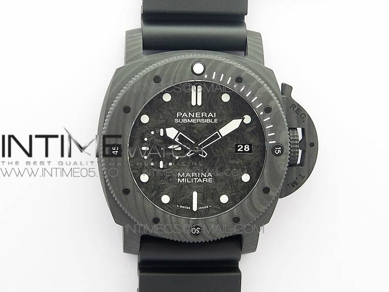 PAM979 Carbotech VSF 1:1 Best Edition Carbon Dial on Rubber Strap P.9010 Clone (Free Leather Strap)
