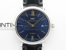 Portofino Automatic SS FKF 1:1 Best Edition Blue Dial RG Markers on Blue Leather Strap A2892