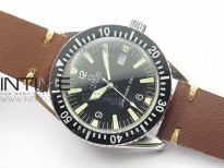 Vintage Seamaster 300 Date SS B12 Black Dial On Brown Leather Strap A-2836 (Free Nylon Strap)