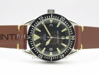 Vintage Seamaster 300 No Date SS B12 Black Dial On Brown Leather Strap A-2836 (Free Nylon Strap)