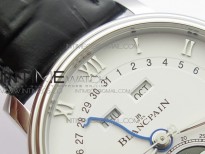 Villeret 6654 SS Complicated Function OMF 1:1 Best Edition White Dial on Black Leather Strap A6654 V3
