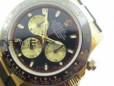 Daytona YG 116518LN JH Best Black Dial Gold Subdial On Rubber Strap A4130 (Free XS rubber strap)