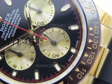Daytona YG 116518LN JH Best Black Dial Gold Subdial On Rubber Strap A4130 (Free XS rubber strap)