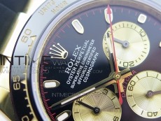 Daytona YG 116518LN JH Best Black Dial Gold Subdial On Rubber Strap A4130 (Free XS rubber strap)