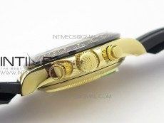 Daytona YG 116518LN JH Best Black Dial Gold Subdial On Rubber Strap A4130 (Free XS rubber strap)