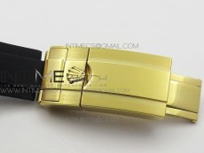 Daytona YG 116518LN JH Best Black Dial Gold Subdial On Rubber Strap A4130 (Free XS rubber strap)