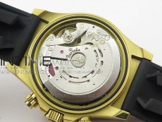 Daytona YG 116518LN JH Best Black Dial Gold Subdial On Rubber Strap A4130 (Free XS rubber strap)